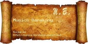 Musics Barakony névjegykártya